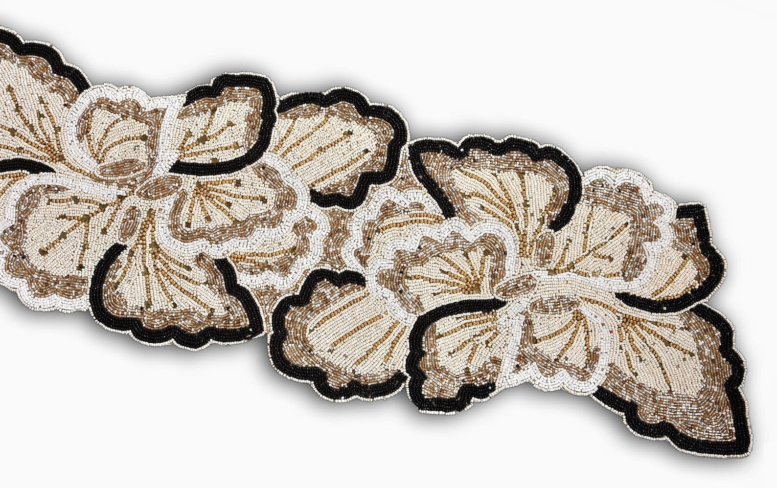 Handmade Beaded Table runner, Cream And Gold Table Runners, Designer ...