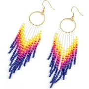 LAIBMFC Handmade Beaded Tassel Earrings - Statement Seed Bead Earrings, Boho Beaded Fringe Drop Earrings for Women Girls