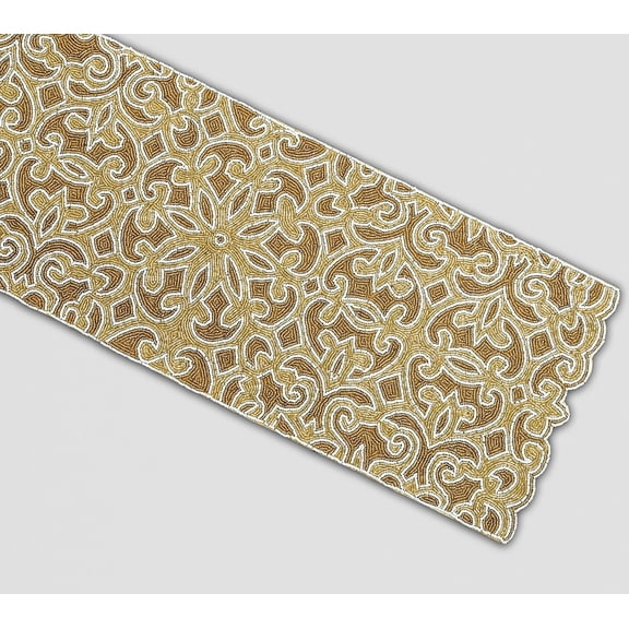 Handmade Beads Table Runner, Golden Designer Table Runner 13X36 Inch