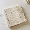 thumbnail image 1 of Handmade Beige Travertine Marble Tray - Scalloped Design for Vanity, Desk, Nightstand, 1 of 6