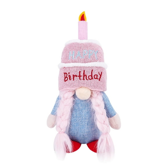 Handmade Birthday Doll Figurine Festive Swedish Tomte Cake Topper Decoration for Home Desktop Party Celebration