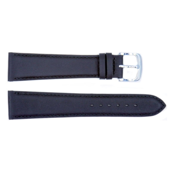 Handmade Black Genuine Smooth Leather 10mm Watch Strap