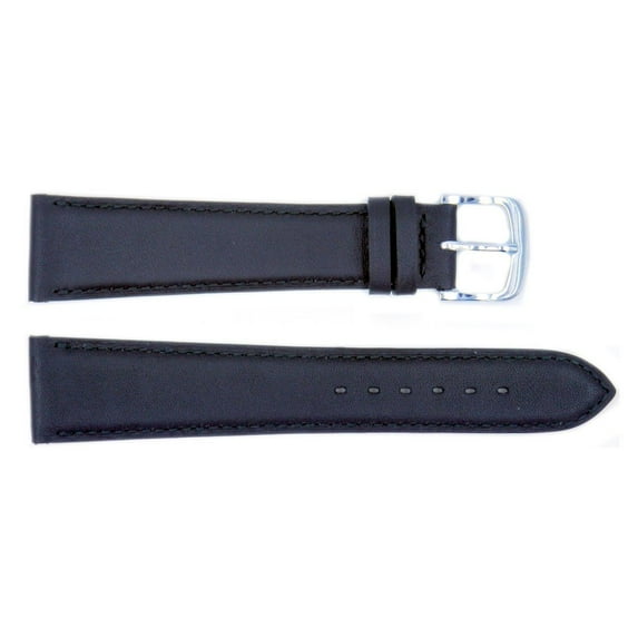 Handmade Black Genuine Smooth Leather 22mm Watch Strap