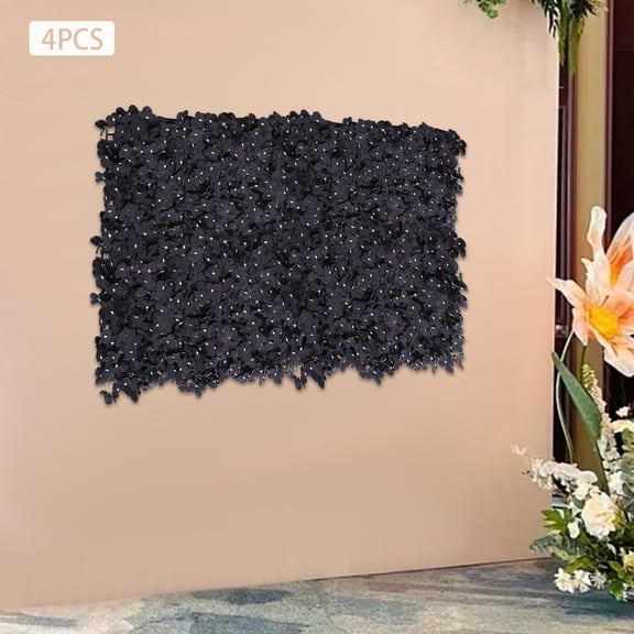 Handmade Black Hydrangea Artificial Flower Panels - 4-Pack, Silk Cloth & Plastic Material - Perfect for Wedding Sites/Backyard/Hotel/Living Room Wall Decoration 60*40cm/23.62*15.75in