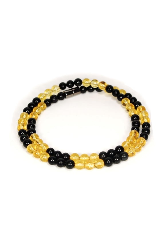 Handmade Black Obsidian Crystal Necklace - Genuine Natural Citrine Gemstone Beaded Mala |Healing, Protection, Grounding Talisman - Choker Jewelry Gift for, Womens, Mens | 17