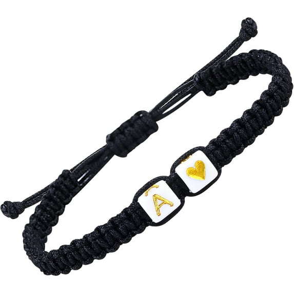 Handmade Black Red Rope Initial Letter A J M K Matching Bracelets for Boyfriend Girlfriend Gifts for Couples Son Daughter Love Jewelry
