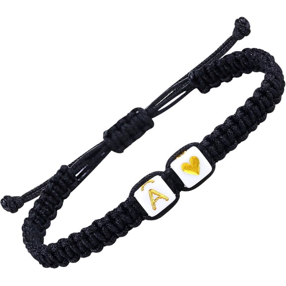 Handmade Black Red Rope Initial Letter A J M K Matching Bracelets for Boyfriend Girlfriend Gifts for Couples Son Daughter Love Jewelry