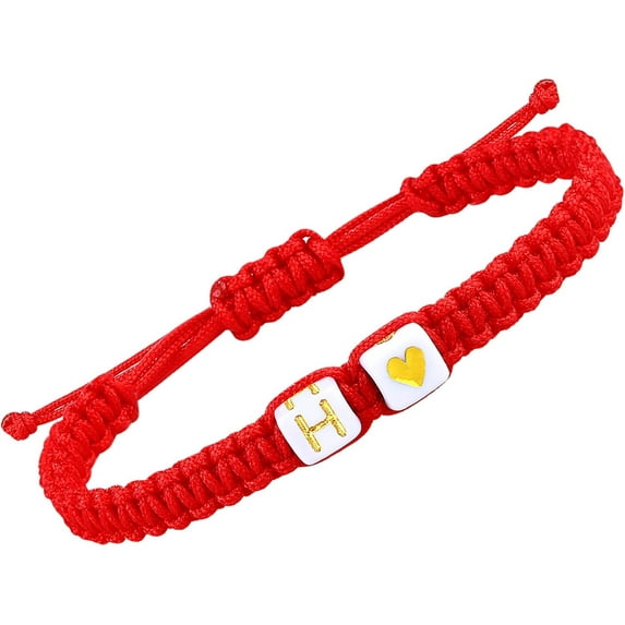 Handmade Black Red Rope Initial Letter A J M K Matching Bracelets for Boyfriend Girlfriend Gifts for Couples Son Daughter Love Jewelry