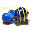 thumbnail image 1 of Handmade Blown Glass Art Figurine Small Blue & Yellow Striped Animal Hippopotamus HIPPO, 1 of 2