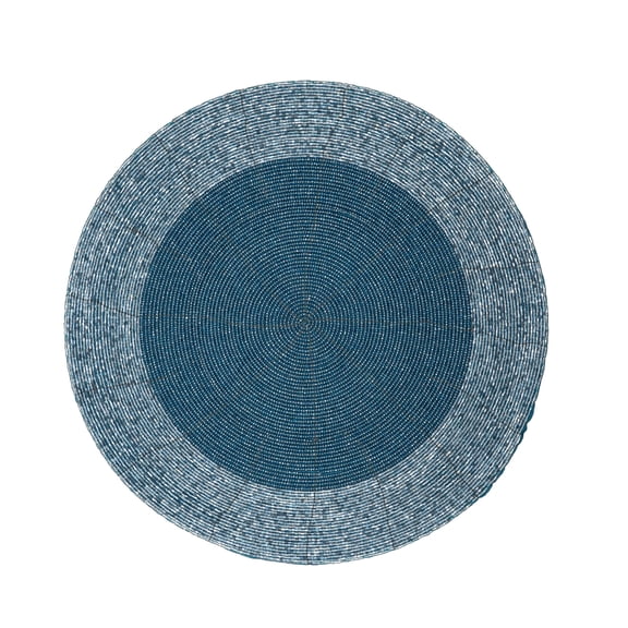 Handmade Blue Beaded Placemats Charger 13 Inch Round Set of 4-Beautiful Fancy Elegant Decorative Glitz Table Mat for Dining Table Décor,Easter,Farmhouse,Wedding,Dinner Party & Everyday Use