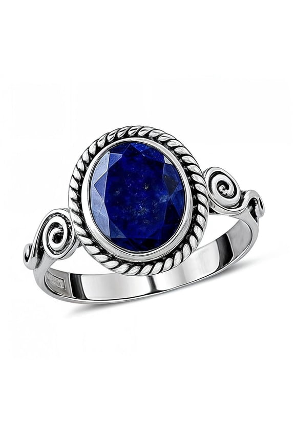 Birthstone Rings for Women in Stainless Steel - Lapis Lazuli Gemstone Ring Size - 10 Statement Jewelry for Her Birthday Christmas Gifts