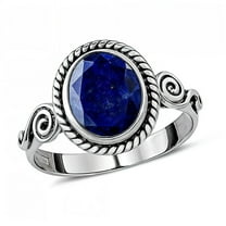 Lapis Lazuli Stone Ring Size - 6 Statement Blue Jewelry - Stainless Steel Birthstone Birthday Christmas Gifts for Women