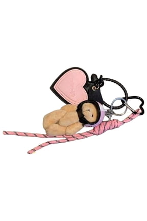 Handmade Blue Leather Heart Bear Charm Bag Decoration Bags Pendant for Women