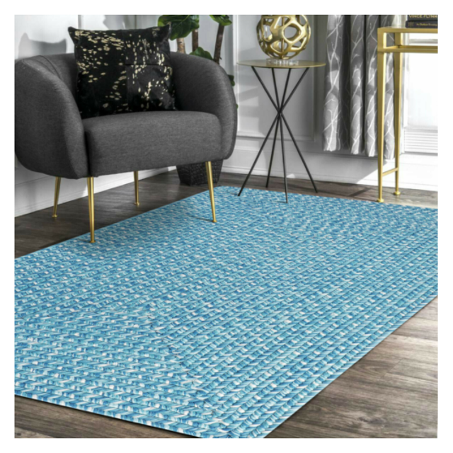 Handmade Bohemian Braided Area Rug Natural Fiber Mat Simple Carpet in