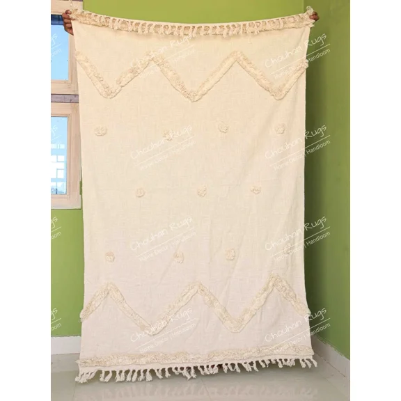 Handmade Bohemian Cotton Throw Blanket, Indian Classic Hand Loomed Block Printed Throws, Sofa Cover, BedSheet,Curtain, Home Decor