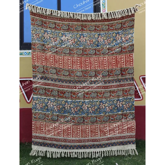 Handmade Bohemian Cotton Throw Blanket, Indian Classic Hand Loomed Block Printed Throws, Sofa Cover, BedSheet,Curtain, Home Decor