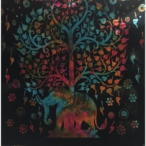 Handmade Bohemian Hippie Square Mandala Indian Tapestry in Vibrant Black and Pink, 100% Cotton, Superior Quality (S4-Black,Pink)