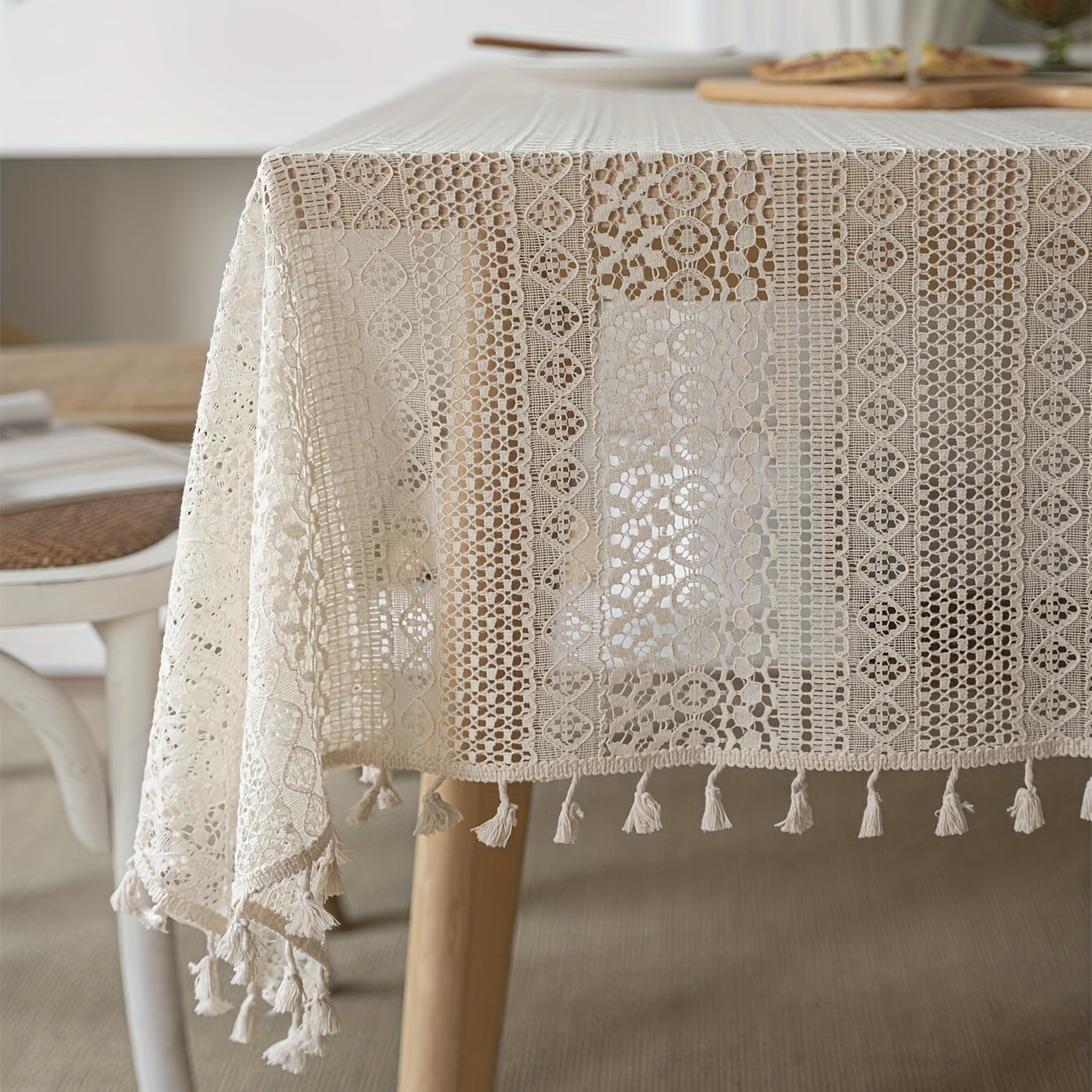 Handmade Bohemian Polyester Lace Tablecloth - Geometric Rectangle ...
