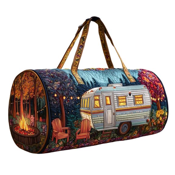 Handmade Bohemian Quilted Duffle Bag - Hippie Van Patchwork Design, Adjustable Strap, Spacious Travel & Gym Bag, Unique Boho Gift for Adventurers