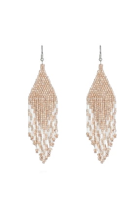 Handmade Bohemian Tassel Earrings With Beaded Fringe Design 1 Pair Earrings)