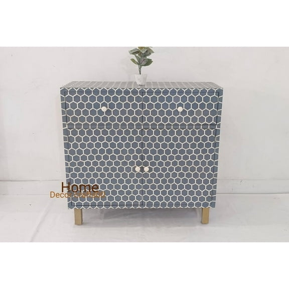 Handmade Bone Inlay Buffet Cabinet - 2 Drawer, 2 Door Living Room Chest