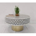 thumbnail image 1 of Handmade Bone Inlay Coffee Table: Targua Pattern Round Table, 1 of 4
