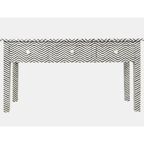 Handmade Bone Inlay Console Table – Multicolor Stripes for Modern Entryway or Hallway