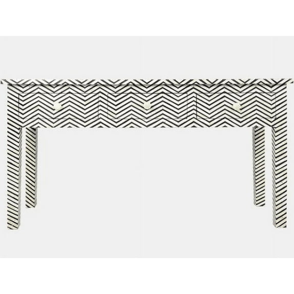 Handmade Bone Inlay Console Table – Multicolor Stripes for Modern Entryway or Hallway