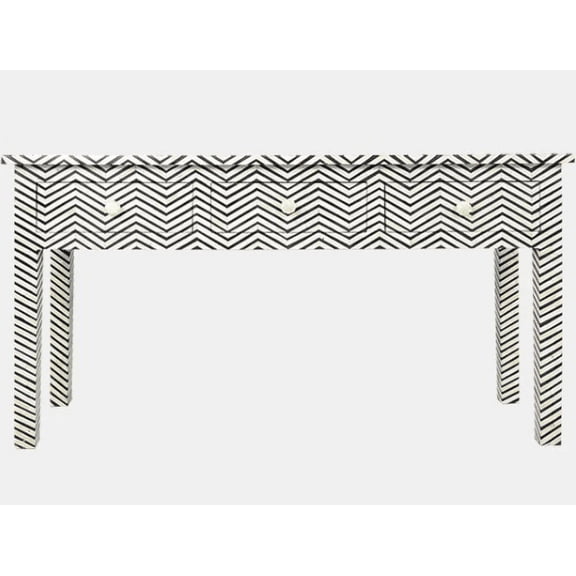 Handmade Bone Inlay Console Table – Multicolor Stripes for Modern Entryway or Hallway