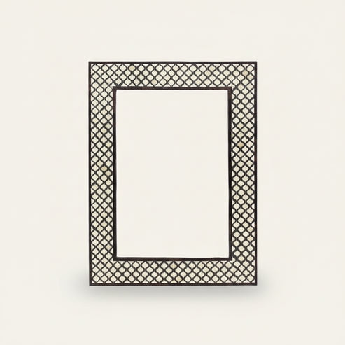 Handmade Bone Inlay Wall Mirror, Decorative Wooden Mirror Frame for Bathroom Entryway Hallway and Living Room Home Dcor- 36x24 IN, Black & Ivory