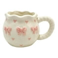 thumbnail image 1 of Handmade Bows Detailing Drinking Mug White Ceramic Water Cup With Bowknot Pattern Dishwasher Safe Tableware, 1 of 8