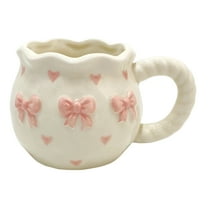 Handmade Bows Detailing Drinking Mug White Ceramic Water Cup With Bowknot Pattern Dishwasher Safe Tableware
