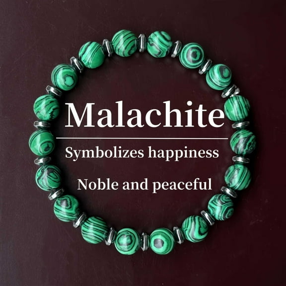 Handmade Bracelet - Natural Malachite Beaded Chain for Mind Blessing and Fortune - Unique for All Occasions