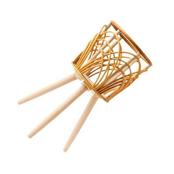 Handmade Braid Artificial Rattan Plastic Flower Pot with Stand Plant Storage Stand DIY Nursery Pots Home Decorations