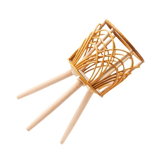 Handmade Braid Artificial Rattan Plastic Flower Pot with Stand Plant Storage Stand DIY Nursery Pots Home Decorations