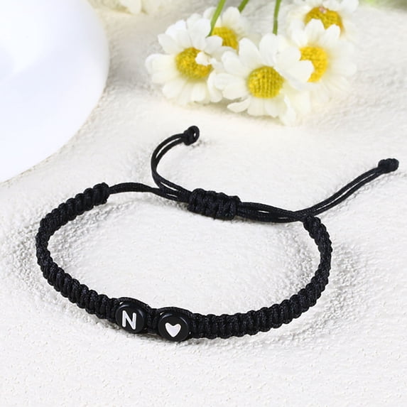 Handmade Braided Couple Bracelet - 26 Letter Round Adjustable Bracelet for Boys and Girls Unique for and Loved Ones