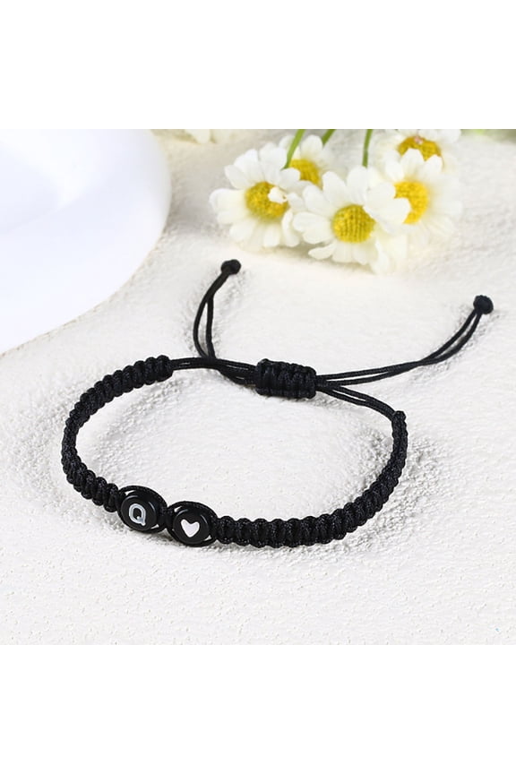 Handmade Braided Couple Bracelet - 26 Letter Round Adjustable Bracelet for Boys and Girls Unique for and Loved Ones
