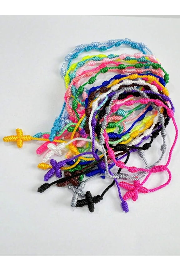 Handmade Braided Knot Cross Cord Bracelet Set Random 50 Pieces Multicolor Friendship Style For Adults