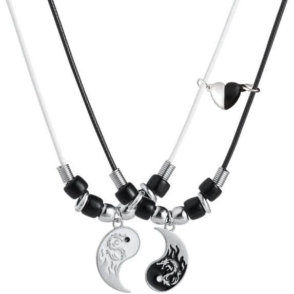 Handmade Braided Love Infinity Couples Bracelet Heart Matching Attraction Cross Yin Yang Relationship Adjustable Cord for Him and Her Bff Friendship Promise Valentines Gift