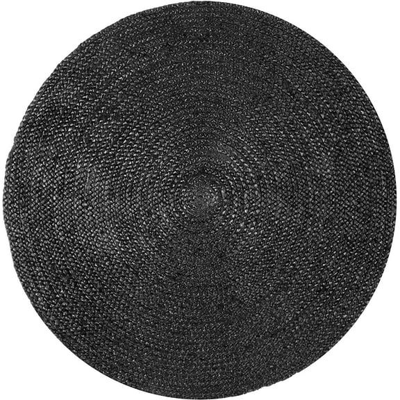 Handmade Braided Natural Black Jute Round Rugs , Home Décor Round Rug Size 6 x 6 Feet ( 180 x 180 cm )