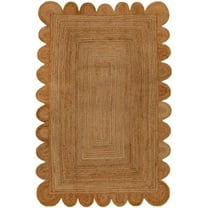 Handmade Braided Natural Farmhouse Jute Scalloped Rugs , Home Décor Natural Jute Rugs & Carpet Size , 2.6 x 4 Feet ( 75 cm x 120 cm )Runner