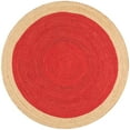 thumbnail image 1 of Handmade Braided Natural Jute with Inner Red Color Round Rugs Size 4 x 4 Feet Round, 1 of 3
