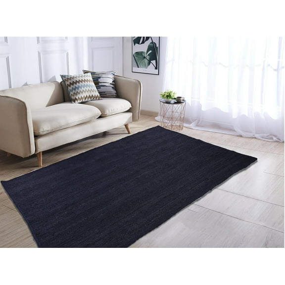 Handmade Braided Natural Pure Black Jute Area Rugs ,Home Décor Rugs Size 2 x 2 Feet Square ( 60 cm x 60 cm )