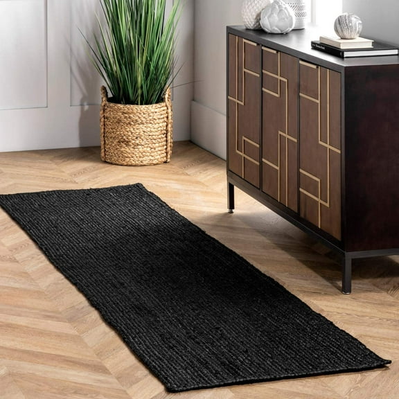 Handmade Braided Natural Pure Black Jute Area Rugs ,Home Décor Rugs Size 2 x 4 Feet ( 60 cm x 120 cm )