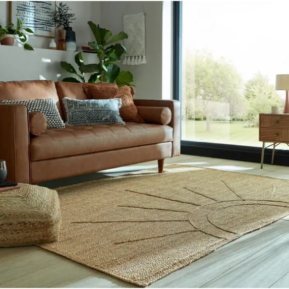 Handmade Braided Natural Pure Jute Area Rugs ,Home Décor Rugs Size 4 x 4 Feet Square ( 120 cm x 120 cm )