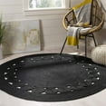 thumbnail image 1 of Handmade Braided Natural Pure Jute Black Color Tikki Round Rugs Size 4 x 4 Feet Round ( 120 cm x 120 cm ), 1 of 3