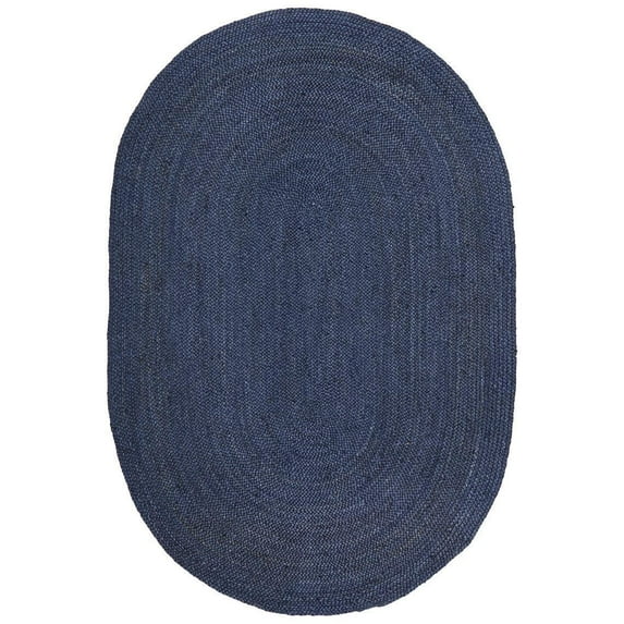 Handmade Braided Navy Blue Color Pure Jute Oval Shape Area Rugs ,Home Décor Rugs Size 2.3 x 6 Feet ( 75 cm x 180 cm )