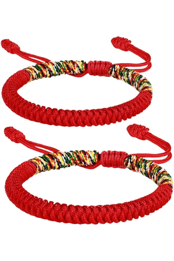 Handmade Braided Red Bracelet For Men Women Tibetan Lucky Amulet Knot Bracelet Woven Thread String For Friend and Couple Peace and Protection