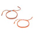 thumbnail image 1 of Handmade Braided String Bracelets, 2 Pack Adjustable Braided Rope Matching Bracelets Tibetan String Lucky Protection Wristbands for Couple, Lake Blue Orange/Orange Light Pink, 1 of 6