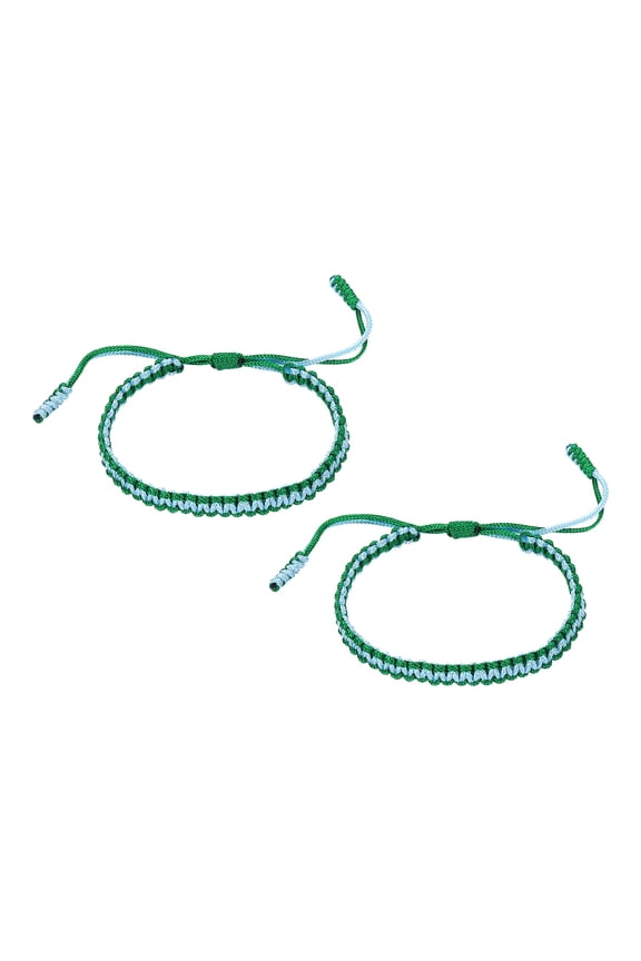 Handmade Braided String Bracelets, 2 Pack Adjustable Braided Rope Matching Bracelets Tibetan String Lucky Protection Wristbands for Couple Women Men, Lake Blue Green